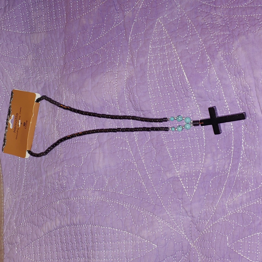 Hematite cross necklace